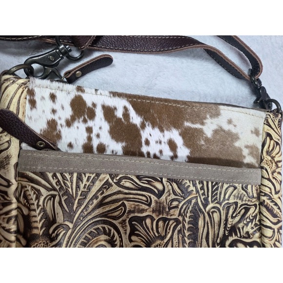 Myra Bag Cowhide Leather Crossbody Western Tooled Floral Boho Purse - Picture 16 of 16